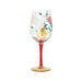 The Lolita Hallmark Exclusive Peace on Earth Wine Glass features a beautifully illustrated dove in shimmering gold, gracefully adorned across the bowl with the inspirational "Peace" script.