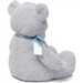 Baby Blue teddy bear with a blue ribbon on a white background