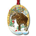 Decorative Christmas ornament with a moose and festive elements on a white background