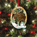 Decorative Christmas ornament with a moose on a Christmas tree.