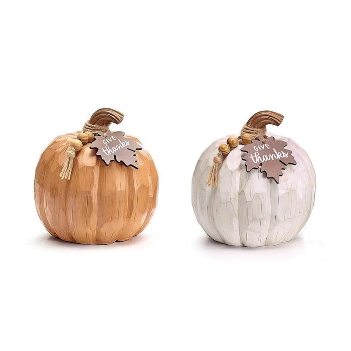 6.5" Resin Pumpkin w/ Sentiment - Assorted 1 at random, Style can not be chosen - 6.5" Resin Pumpkin w/ Sentiment - Assorted 1 at random, Style can not be chosen