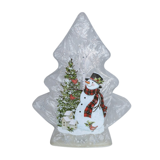 6.5" x 8.5" Snowy Frost Songbird LED Glass Tree - 6.5" x 8.5" Snowy Frost Songbird LED Glass Tree