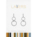 Pair of silver hoop earrings on a Layers branded card with hypoallergenic text.