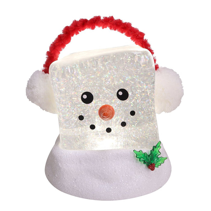 6.75" Ice Cube Glitter Snowman Face - 6.75" Ice Cube Glitter Snowman Face