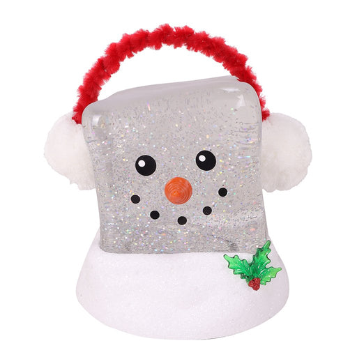 6.75" Ice Cube Glitter Snowman Face - 6.75" Ice Cube Glitter Snowman Face