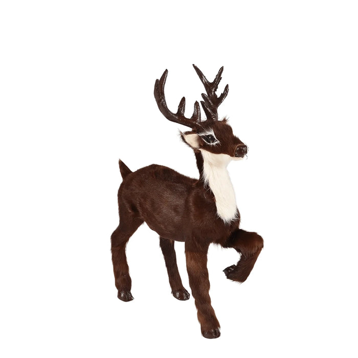 Byers' Choice prancing Christmas reindeer decoration with faux fur and lifelike details.