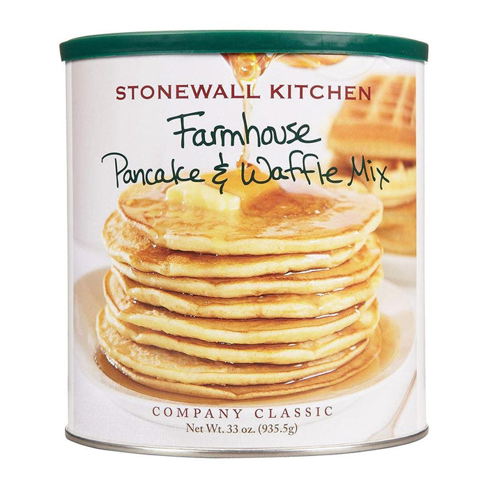 "33 oz. Stonewall Kitchen pancake and waffle mix for homemade fluffy pancakes and crispy waffles."
