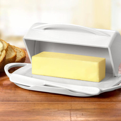 "Butterie Flip-Top Butter Dish & Spreader -"