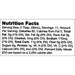 "Nutrition facts label for a product with serving size, calories, and nutritional content details."
