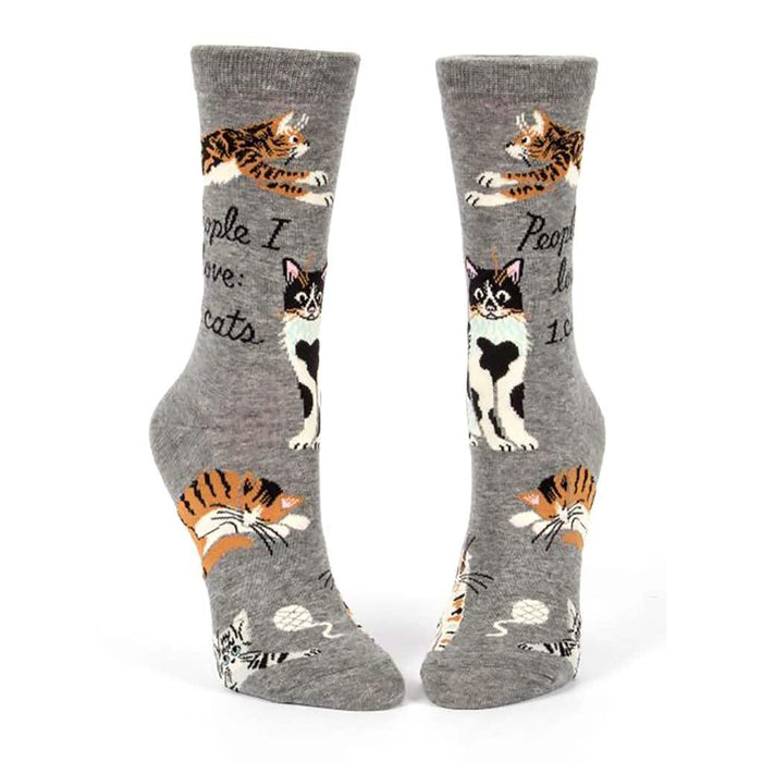 "Blue Q : Women's Crew Socks - \"People I Love: Cats\" - Annie's Hallmark"