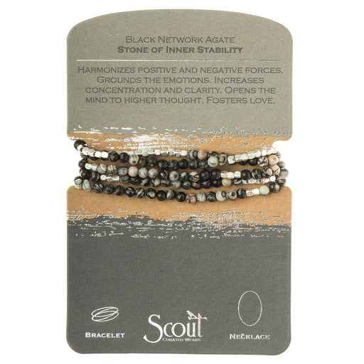 "Scout Curated Wears : Black Network Agate Stone Wrap - Stone of Inner Stability -"