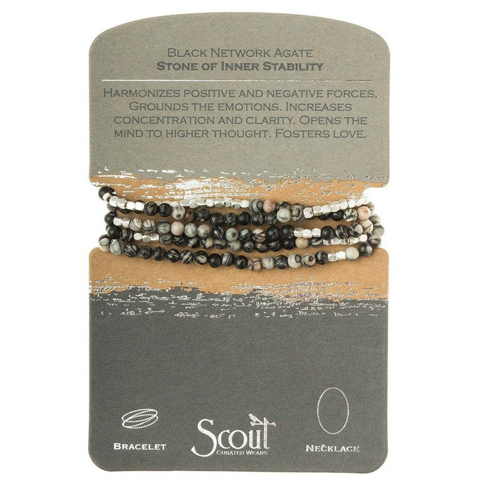 "Scout Curated Wears : Black Network Agate Stone Wrap - Stone of Inner Stability -"