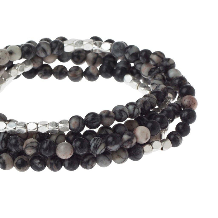 "Scout Curated Wears : Black Network Agate Stone Wrap - Stone of Inner Stability -"