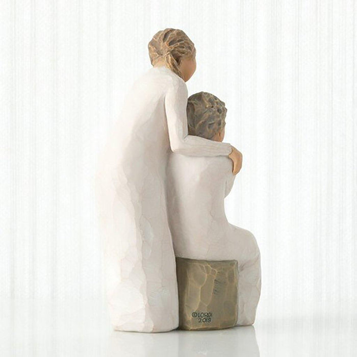 "Willow Tree Loving My Mother Figurine – daughter embracing seated mother, hand-carved resin sculpture by Susan Lordi symbolizing mother-daughter bond"