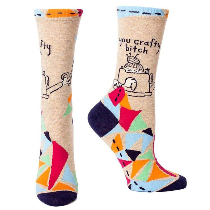 "Blue Q : Women's Crew Socks - \"You Crafty B**ch\" -"