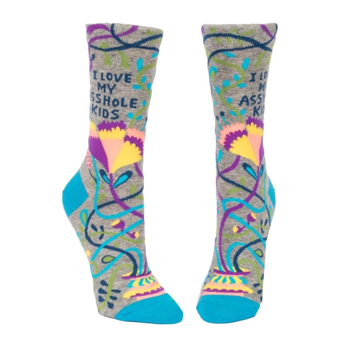 "Blue Q : Women's Crew Socks - \"I Love My A**hole Kids\" -"