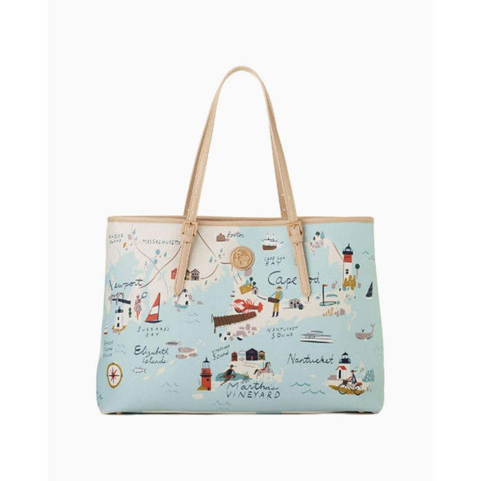 "Spartina : Northeastern Harbors Map Tote Bag -"