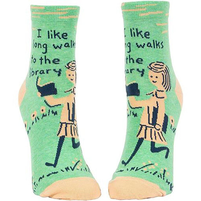 "Blue Q : Women's Ankle Socks - \"I Like Long Walks To The Library\" - Shop at Annie's Hallmark"