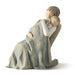 "Willow Tree The Quilt Figurine – mother holding child wrapped in blue textured quilt, hand-carved resin sculpture by Susan Lordi"