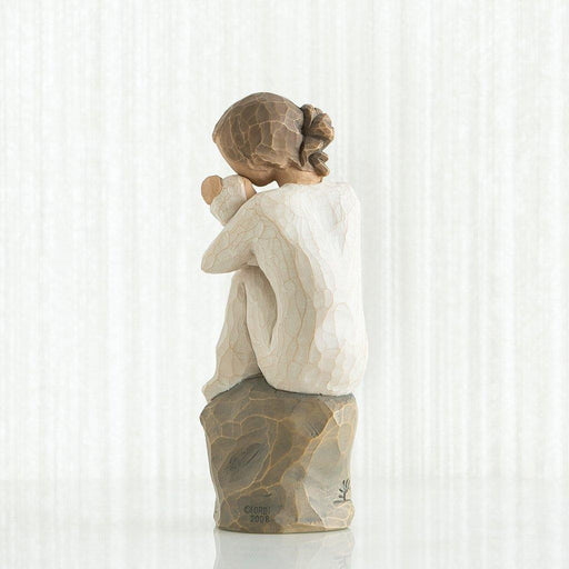 "Willow Tree Guardian figurine by Susan Lordi showing a mother protectively holding her child, hand-carved resin sculpture symbolizing nurturing love and protection"