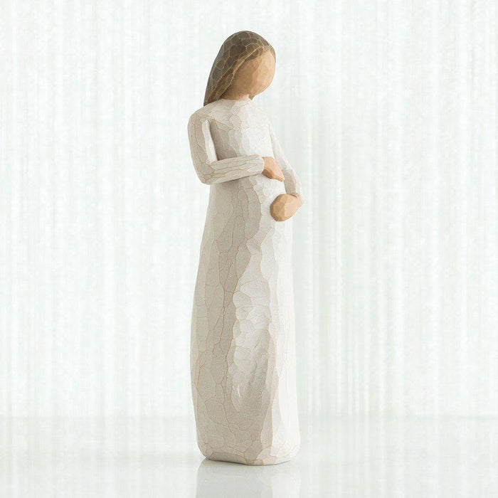 "Willow Tree Cherish figurine by Susan Lordi – hand-carved resin sculpture of an expectant mother symbolizing pregnancy, motherhood, and new beginnings"