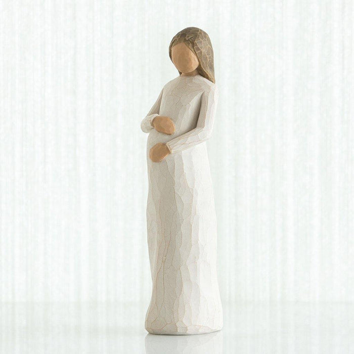 "Willow Tree Cherish figurine by Susan Lordi – hand-carved resin sculpture of an expectant mother symbolizing pregnancy, motherhood, and new beginnings"