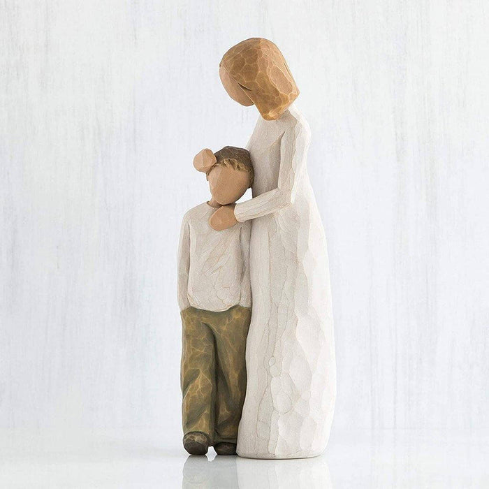 "Willow Tree Mother and Son – Resin figurine of mom with son - Willow tree nearby"