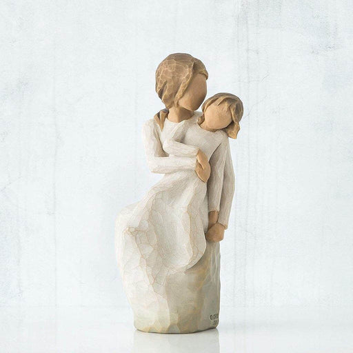 "Willow Tree Mother Daughter Figurine – Hand-painted resin sculpture of mother embracing daughter, symbolizing love, connection, and family bond"