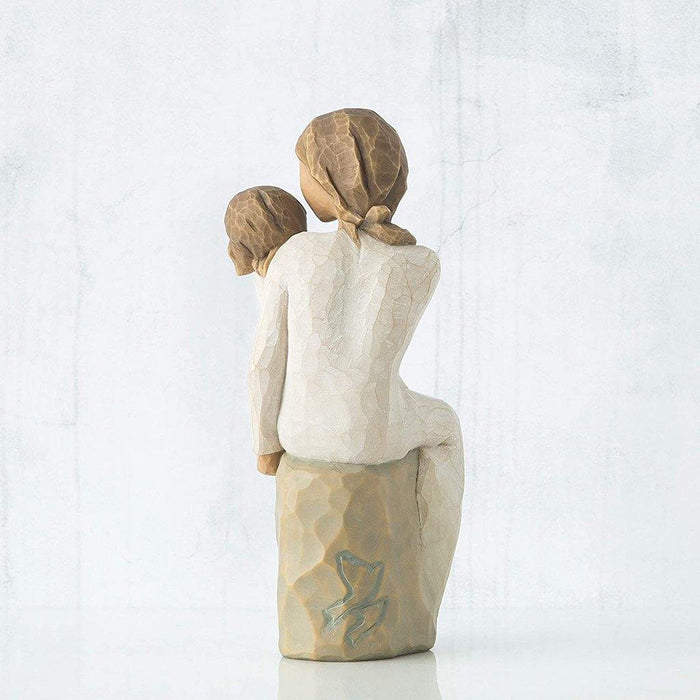 "Willow Tree Mother Daughter Figurine – Hand-painted resin sculpture of mother embracing daughter, symbolizing love, connection, and family bond"