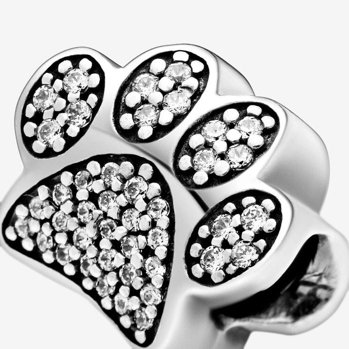 "PANDORA : Sparkling Paw Print Charm -"