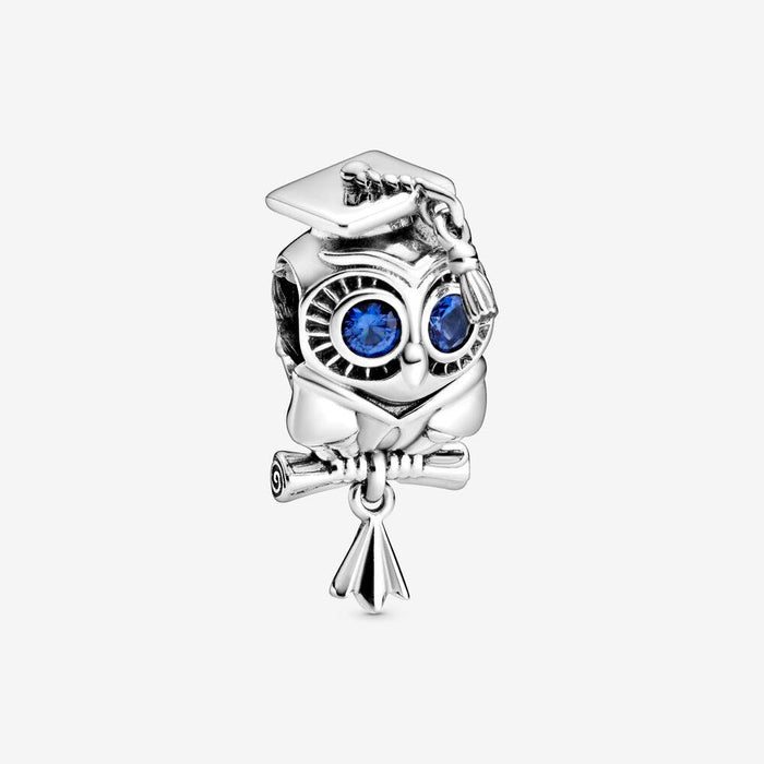 "PANDORA : MOMENTS Wise Owl Graduation Charm with Blue Crystal -"