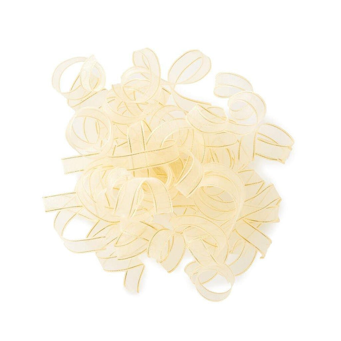 "Hallmark : White and Gold Sheer Curly Ribbon Bow, 7.5\" - Hallmark : White and Gold Sheer Curly Ribbon Bow, 7.5\" - Annies Hallmark and Gretchens Hallmark, Sister Stores"