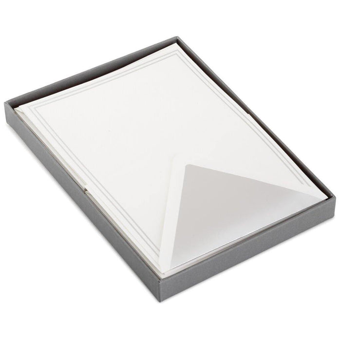 "Hallmark : Double Silver Border Stationery Set, Box of 20 -"