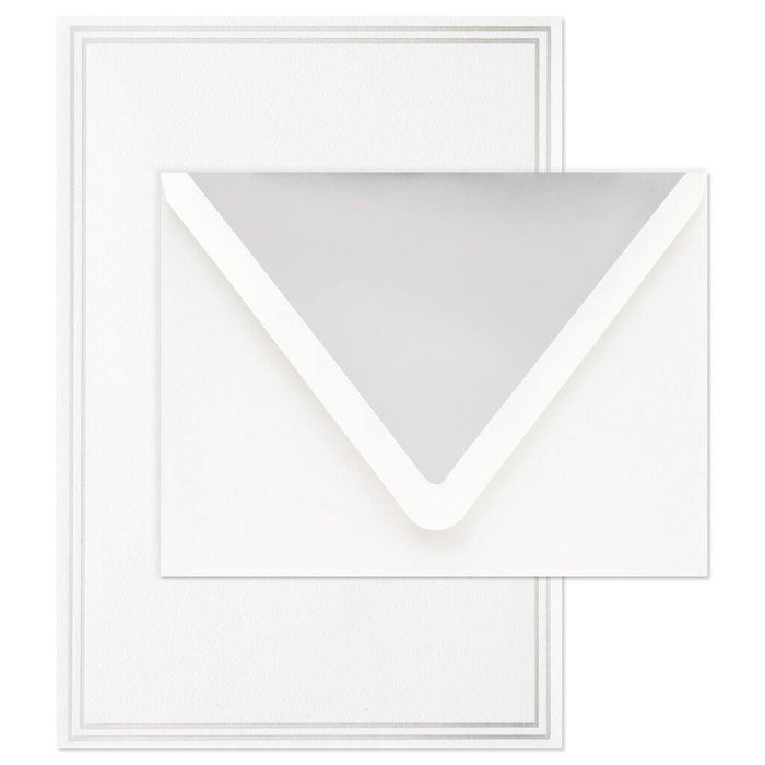 "Hallmark : Double Silver Border Stationery Set, Box of 20 -"