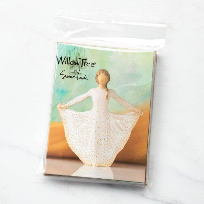 "Willow Tree Butterfly Notecards – Pack of 8 blank cards with envelopes, featuring figurine of girl in flowing dress, inspirational stationery set"