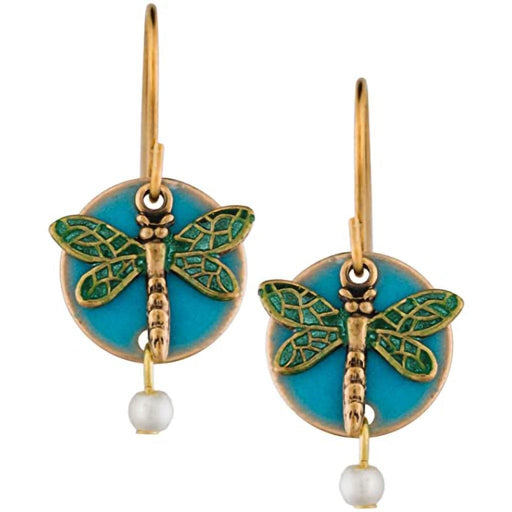 "Silver Forest Earrings - Dragonfly Teal Disc Earrings - Silver Forest Earrings - Dragonfly Teal Disc Earrings - Annies Hallmark and Gretchens Hallmark, Sister Stores"
