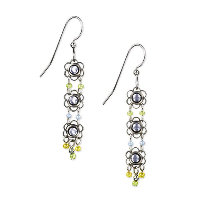 "Silver Forest Earrings - Triple Flowers Dangle Earrings - Silver Forest Earrings - Triple Flowers Dangle Earrings - Annies Hallmark and Gretchens Hallmark, Sister Stores"