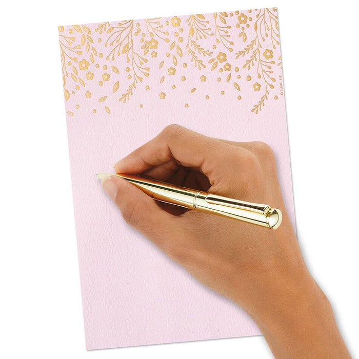 "Hallmark : Gold Floral on Pink Stationery Set, Box of 20 -"