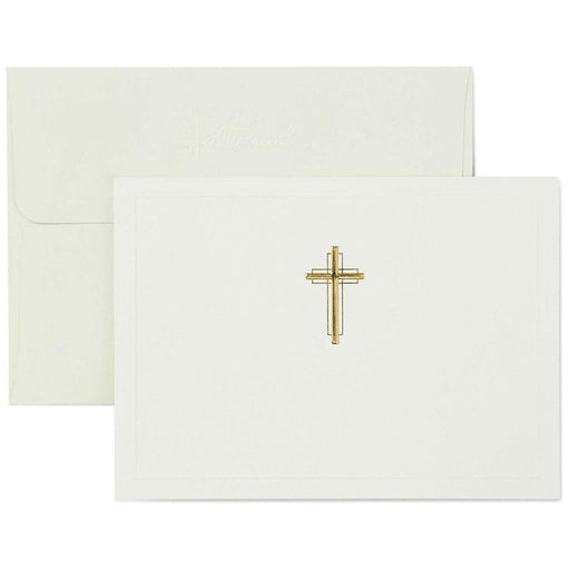 "Hallmark : Gold Cross Religious Note Cards, Box of 20 -"