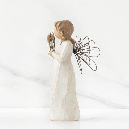 "Willow Tree Just for You Figurine – Hand-painted angel holding wire thank you sign, resin sculpture expressing gratitude and appreciation"