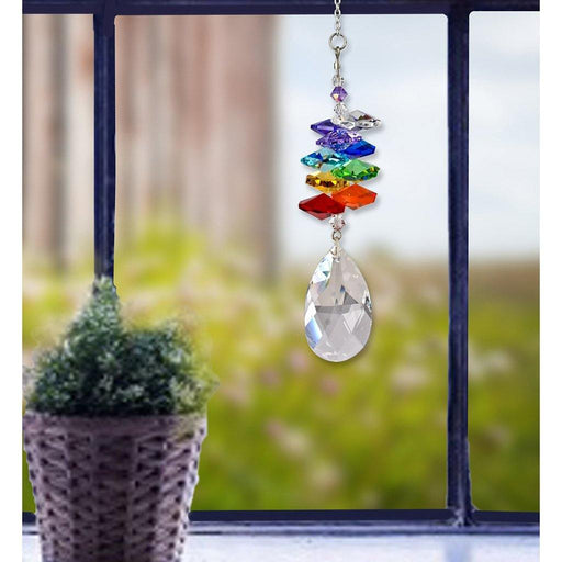 "Woodstock Chimes : Crystal Rainbow Cascade Suncatcher - Almond -"