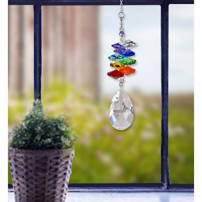 "Woodstock Chimes : Crystal Rainbow Cascade Suncatcher - Almond -"