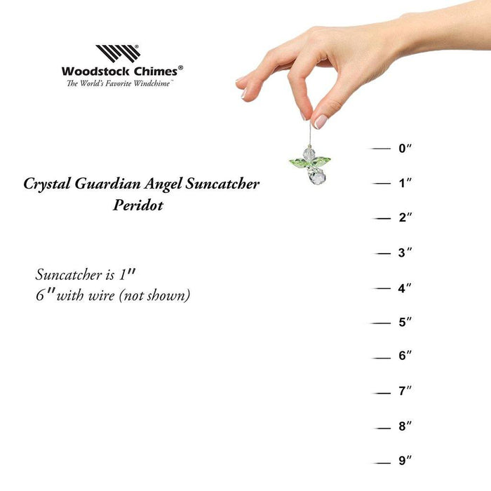 "Woodstock Chimes : Crystal Guardian Angel Suncatcher - Peridot (August) -"