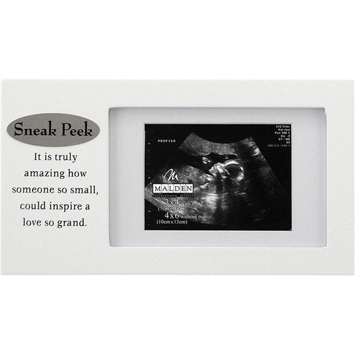 "Malden : 4\" X 6\" \"Sneak Peak Sonogram Plaque\" Picture frame - White at Annie's Hallmark"