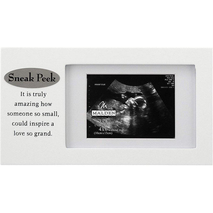 "Malden : 4\" X 6\" \"Sneak Peak Sonogram Plaque\" Picture frame - White at Annie's Hallmark"