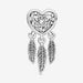 "PANDORA : Openwork Heart & Three Feathers Dreamcatcher Charm -"