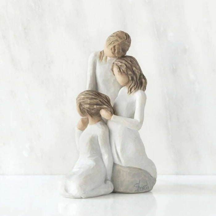 "Willow Tree Our Healing Touch Figurine – Three women in comforting, supportive pose, hand-painted resin sculpture symbolizing compassion and connection"