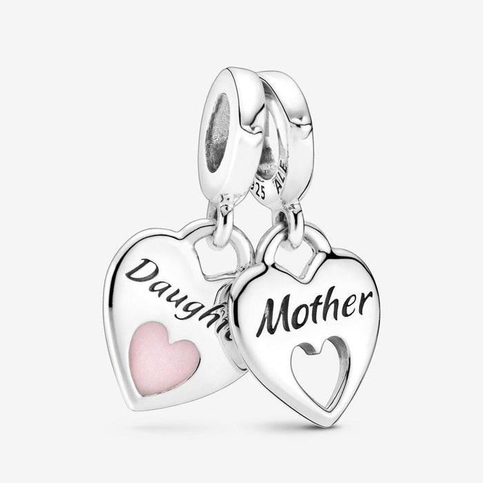 "PANDORA : Double Heart Split Dangle Charm -"
