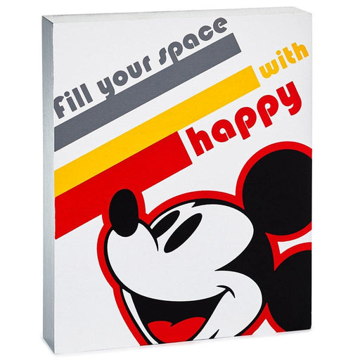 "Hallmark : Disney Mickey Mouse Happy Space Wood Quote Sign, 9x11 -"