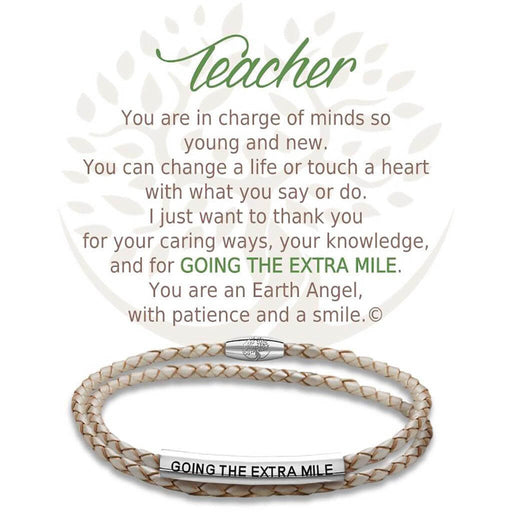 "Earth Angel : Teacher Champagne Leather Bracelet -"